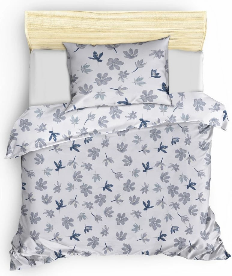 Set mbulesë jorgan për teke XXL, L'essentiel, Fleur, e bardhë, gri, kaltër e errët