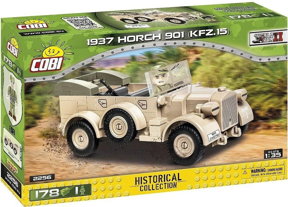 Set blloqe ndërtimi COBI 1937 Horch 901 kfz.15, 178 pjesë, me minifigurë, shumëngjyrësh