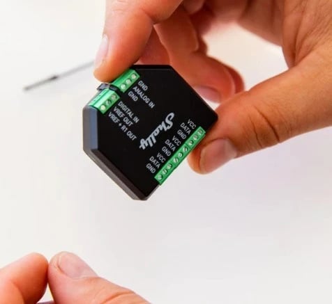 Sensor temperature Shelly Plus Add-On, i brendshëm/jashtëm, me tela