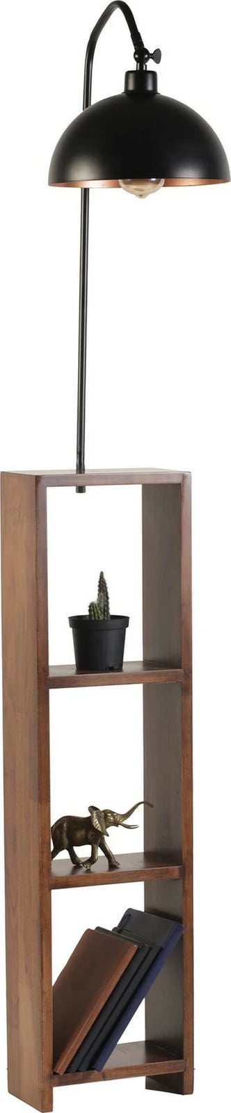 Llambë dyshemeje Opviq, ngjyrë e zezë, retro, me rafte, Stelo Siyah