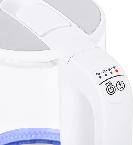 Çajnik elektrik qelqi, Mesko, MS1301, 1.7 L, kontroll temperature, LED, i bardhë