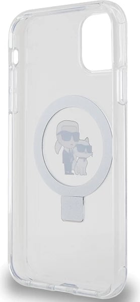 Mbështjellës Karl Lagerfeld KLHMN61HMRSKCH për iPhone 11/XR 6.1", me unazë Ring Stand, MagSafe, Bardhë