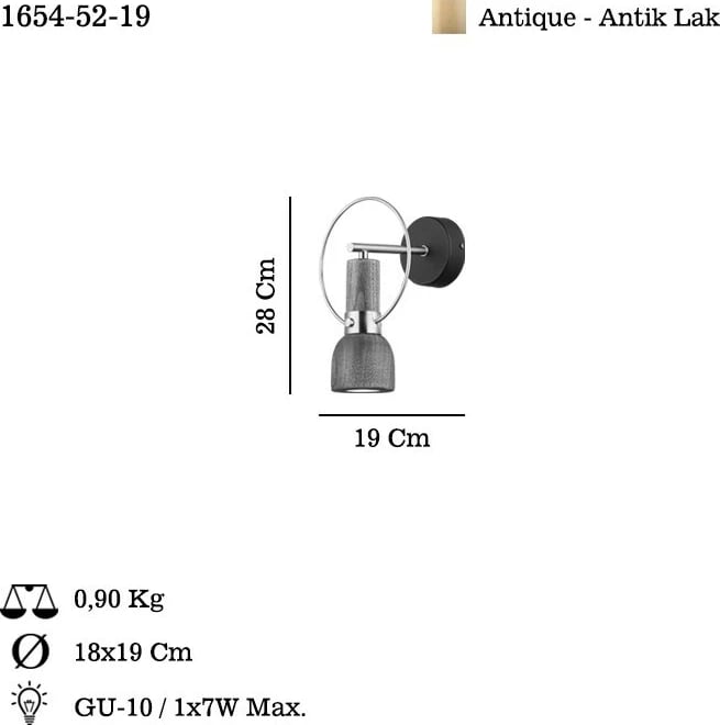 Llambë muri Opviq, ngjyrë llak antik, Under - 52-19