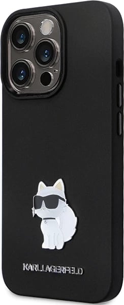 Mbështjellës Karl Lagerfeld KLHCP13LSMHCNPK për iPhone 13 Pro / 13, Silikon, Choupette, i zi