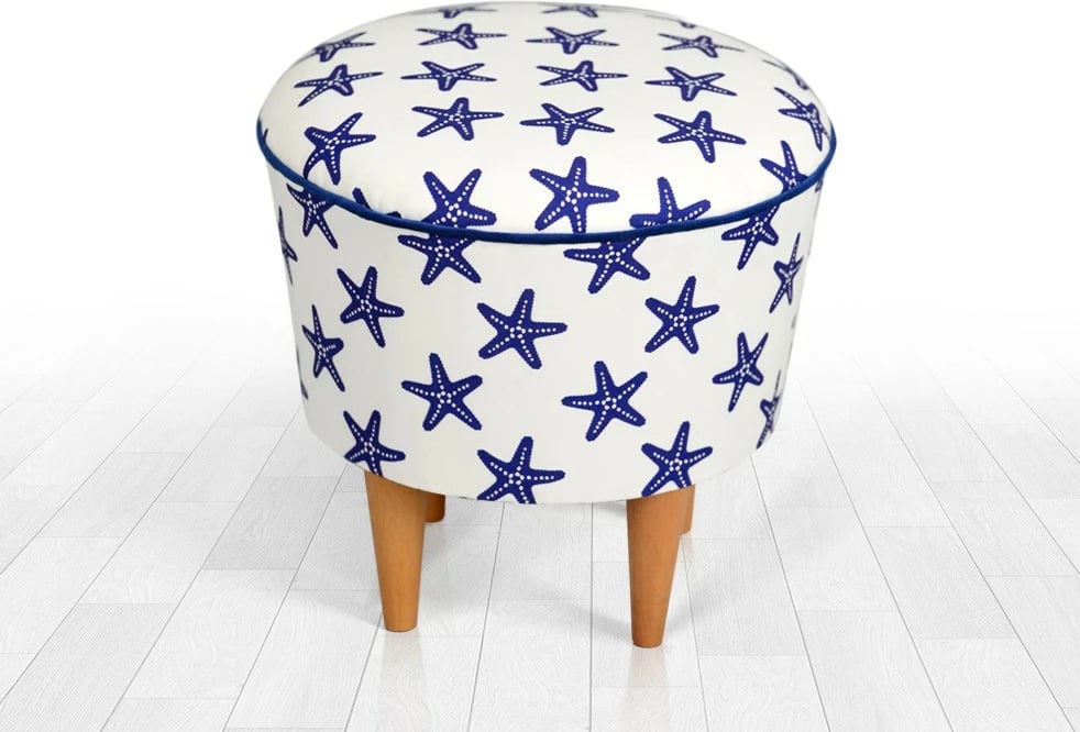 Puf Atelier del Sofa, Cunda v3, ngjyrë kaltër dhe bardhë