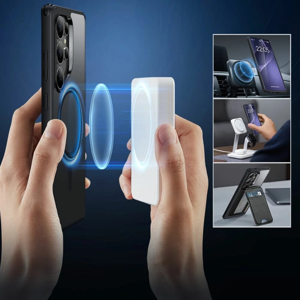 Mbështjellës ESR Classic Hybrid HaloLock MagSafe për Samsung Galaxy S25 Ultra, i zi/transparente