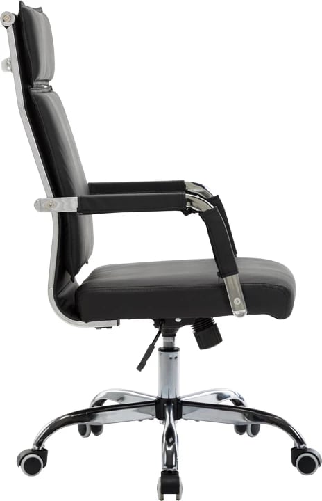 Karrige ekzekutive për zyre Mavel, lëkurë PU, ngjyrë e zezë, 55x62x100-110cm