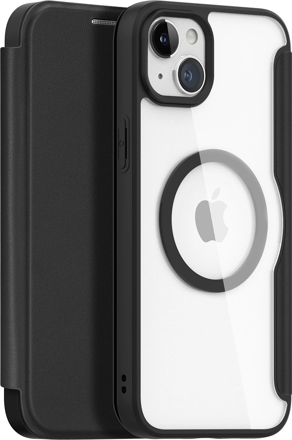 Mbështjellës me kapak magnetik MagSafe, Dux Ducis, Skin X Pro, për iPhone 15, me qëndrim dhe xhepa për karta/portofol, e zezë