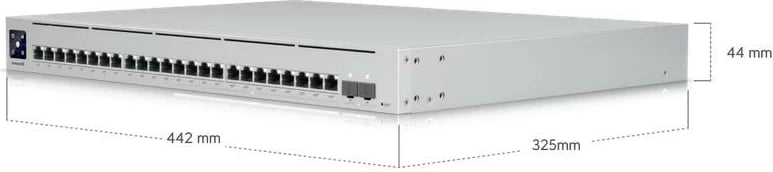 Switch i menaxhuar PoE Ubiquiti USW-Enterprise-24-PoE 24 porta (12x2.5GbE + 12x1GbE) PoE+, 2x SFP+ 10Gb, L3, buxhet PoE 400W, kasë rack