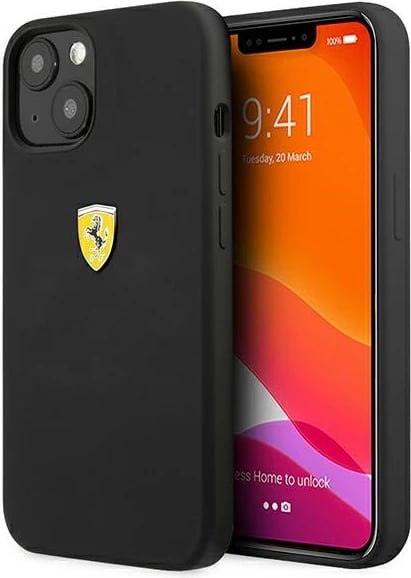 Mbështjellës Ferrari FESSIHCP13MBK për iPhone 13 6.1", silikon, zi