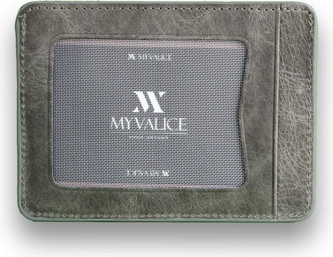 Portofol lëkure, ngjyrë gri, Zoozie Bags, 11x8.5x1cm