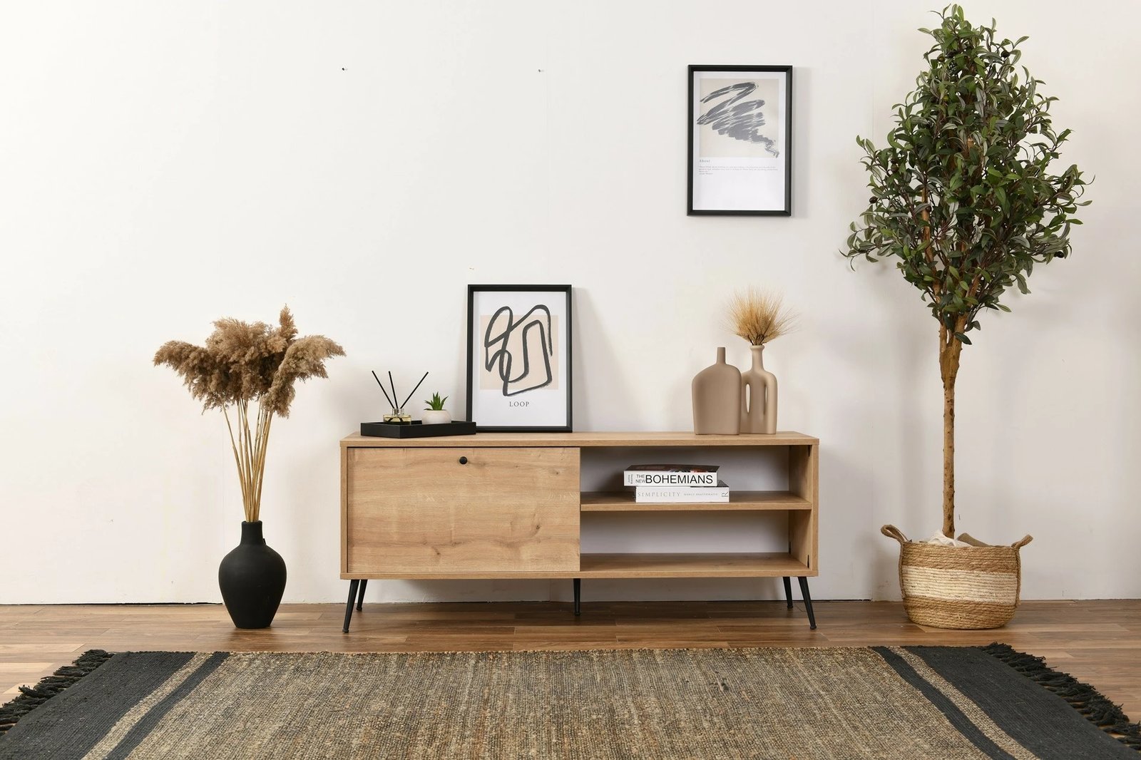 Komodë TV Skye Decor, ngjyrë lisi, Calvin, 140