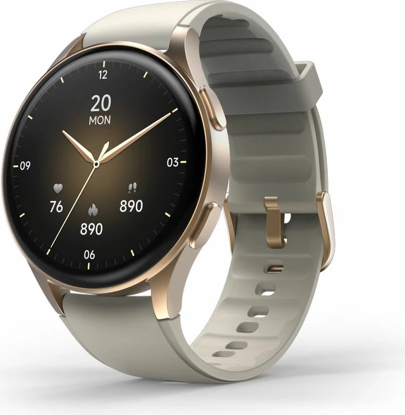 Smartwatch Hama 8900 GPS AMOLED 1.32", rrip silikoni bezhë, Gold