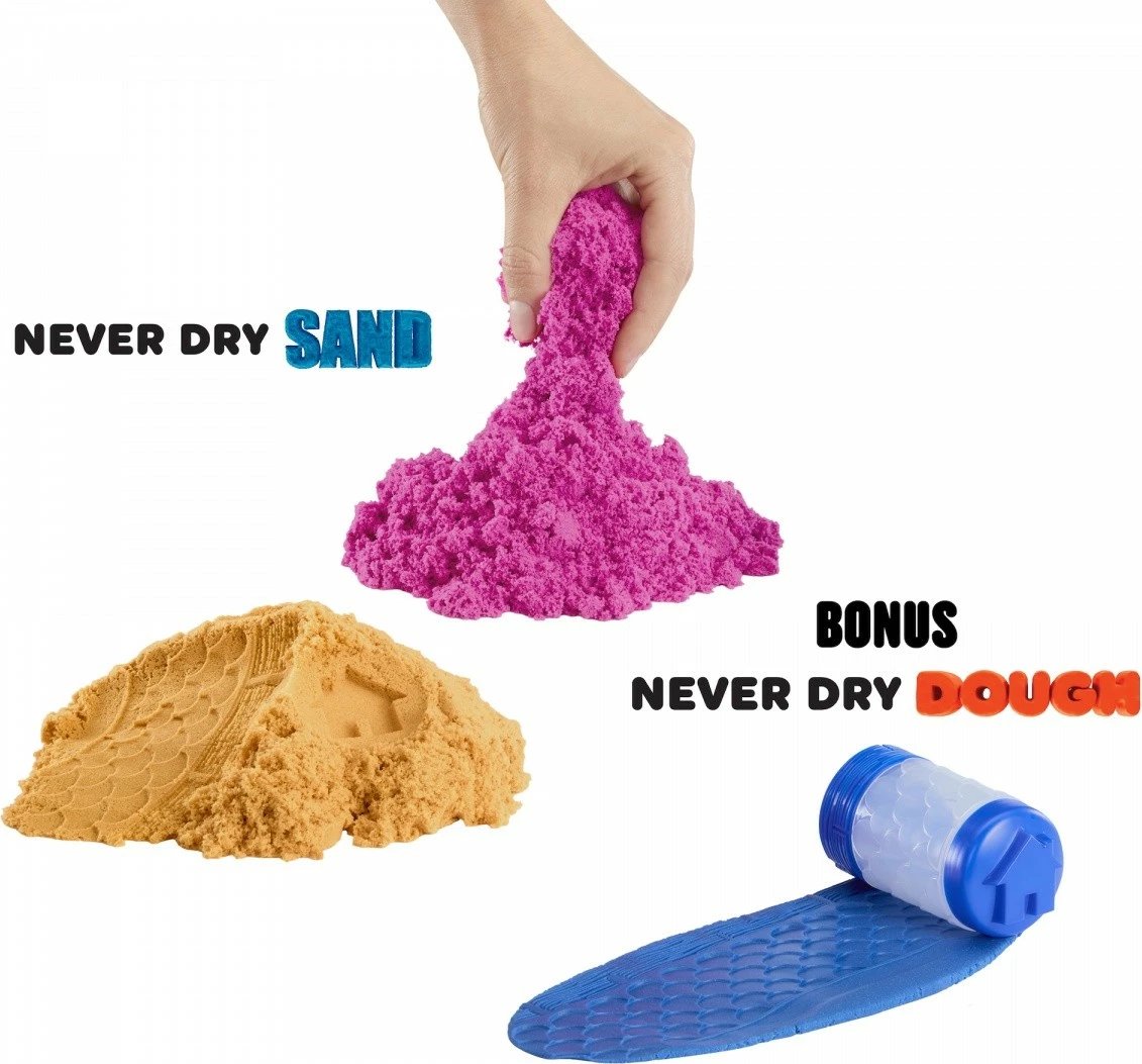 set rërë kinetike, MGA Wonder Factory Never Dry Sand Mega Bag 544913-EUC/553281, 2 lbs 3+, portokalli/kuqe