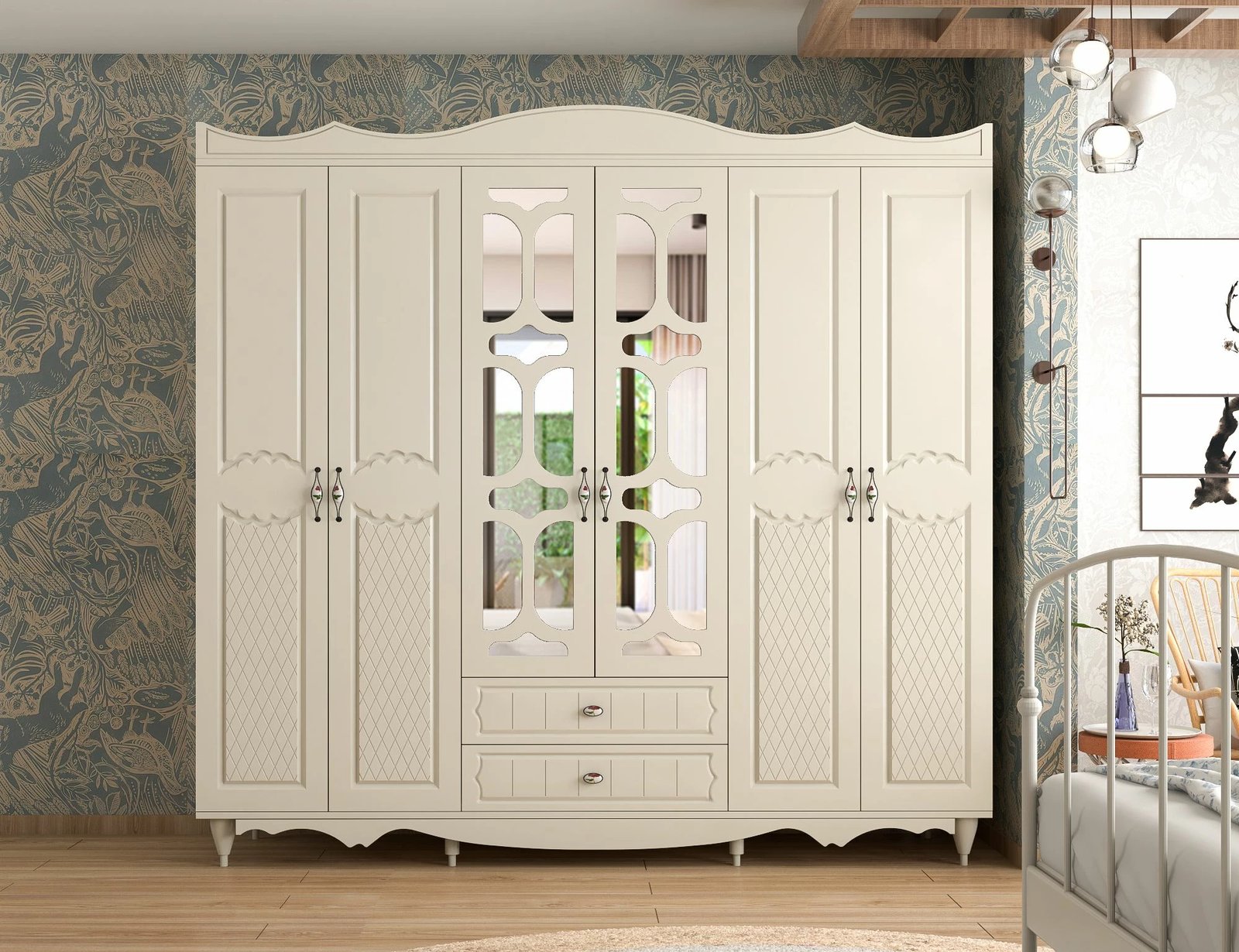 Dollap garderobe Skye Decor, ngjyrë e bardhë mat, RB-049