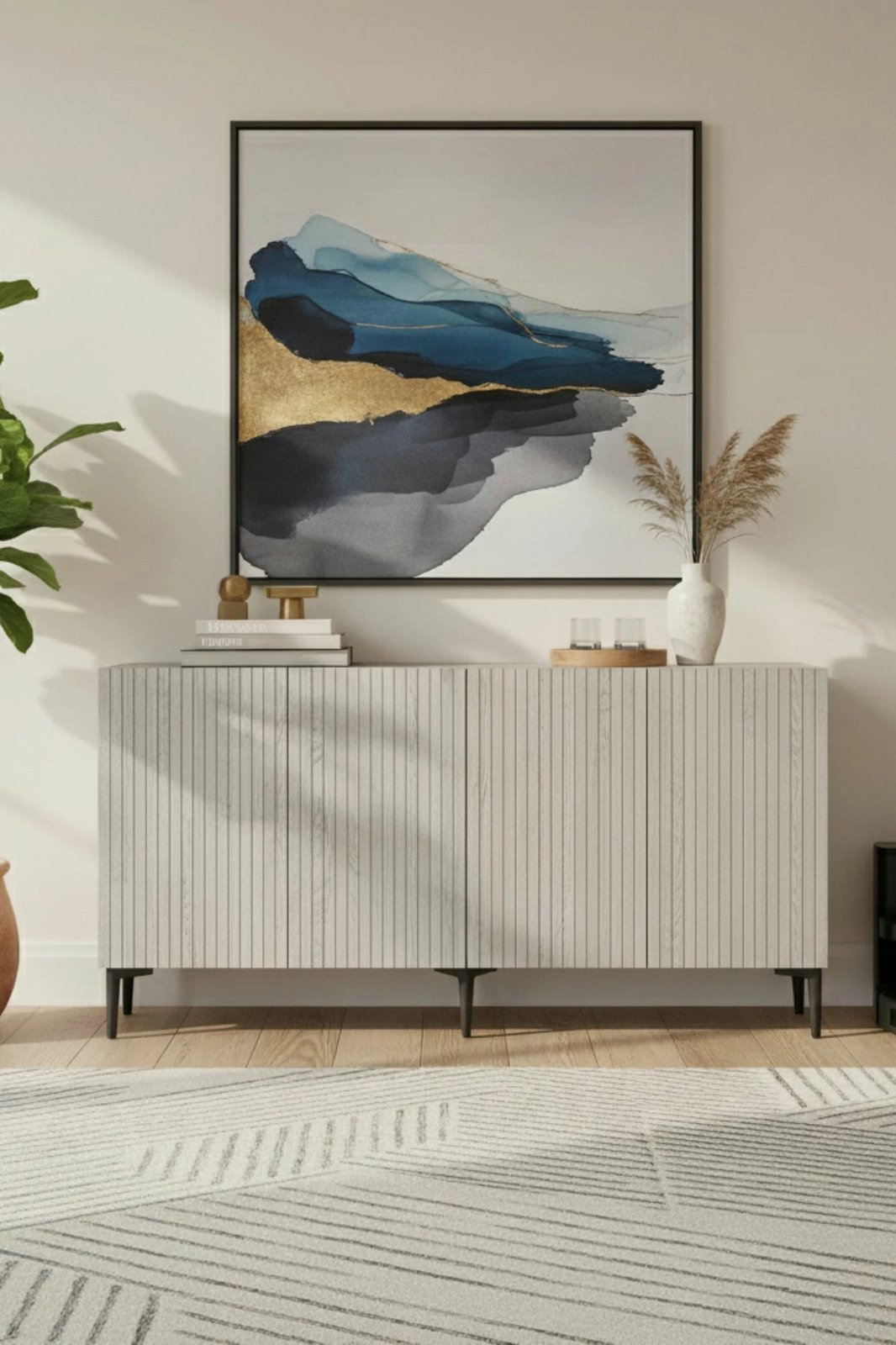 Konsol Skye Decor, Zeynep 150, e bardhë, travertin