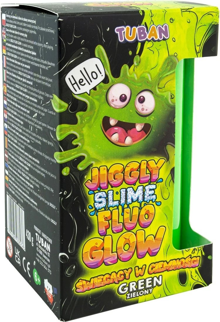Slime Jiggly Fluo Glow TUBAN, 430g, gjelbër