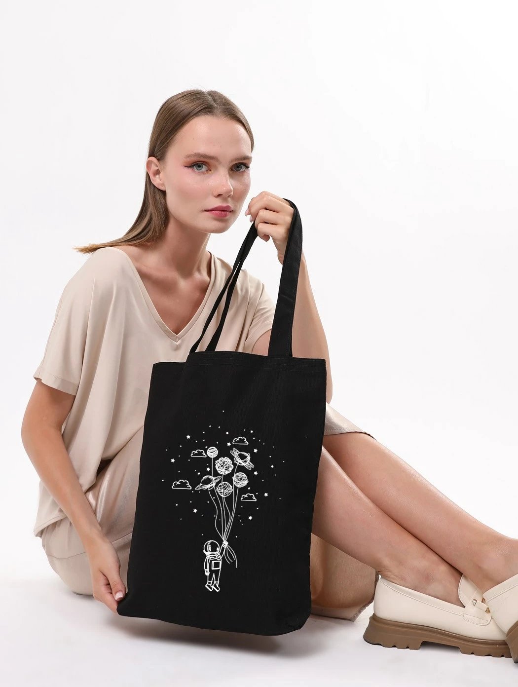 Torbë tote Zoozie Bags, e zezë, 35x40x8cm, 1436