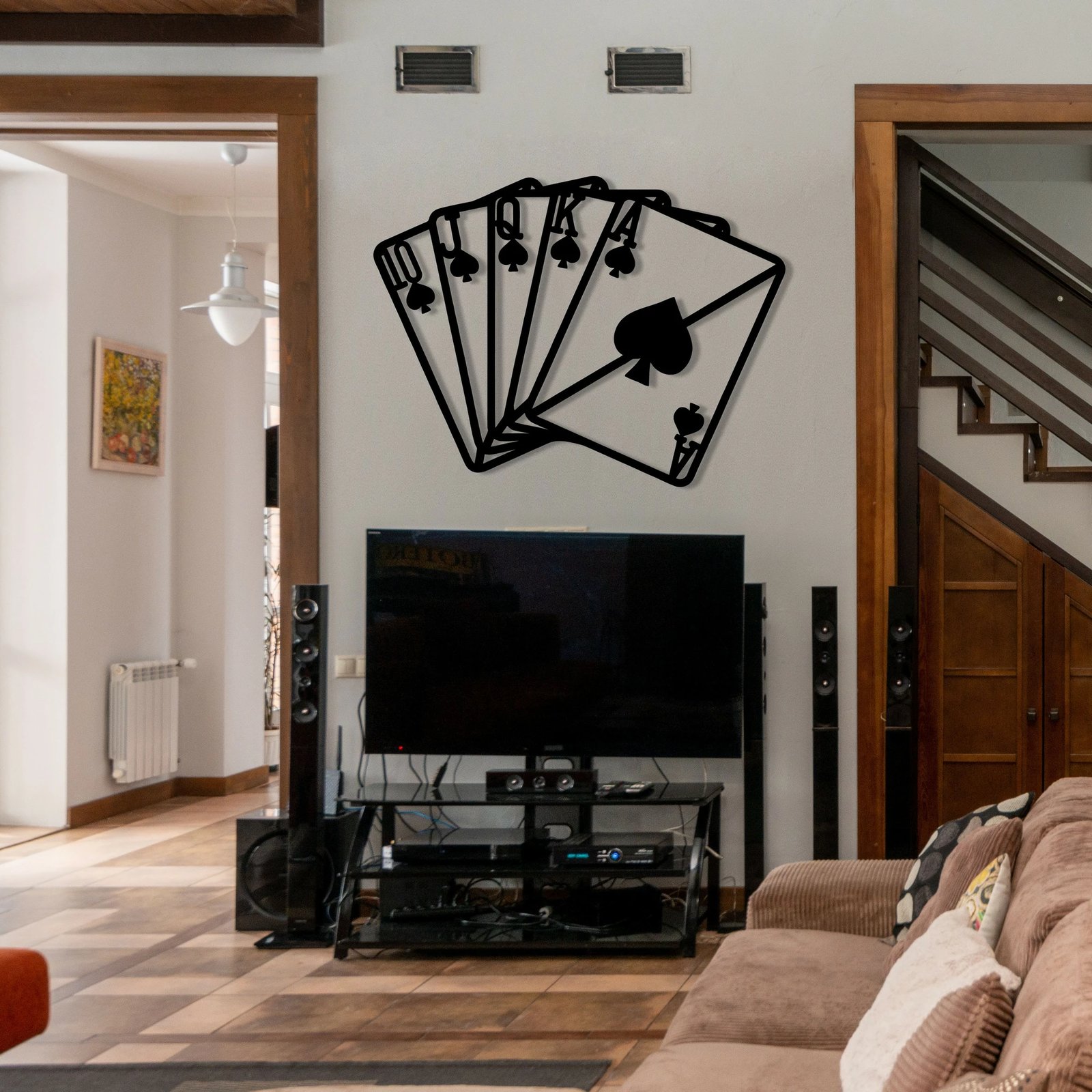 Aksesor dekorativ metalik për mur, Wallity Kare As, ngjyrë e zezë, 60x45cm