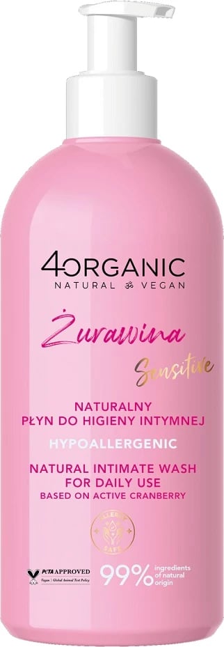 Lëng për higjienë intime për femra 4organic Cranberry, 350ml