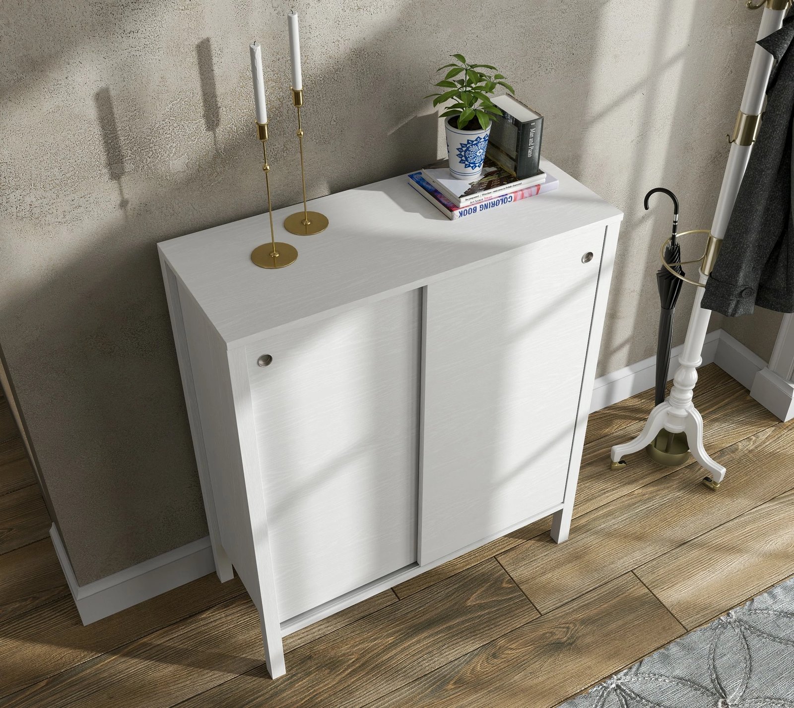 Dollap këpucësh Hanah Home, FRN-20047, ngjyrë druri dhe e bardhë