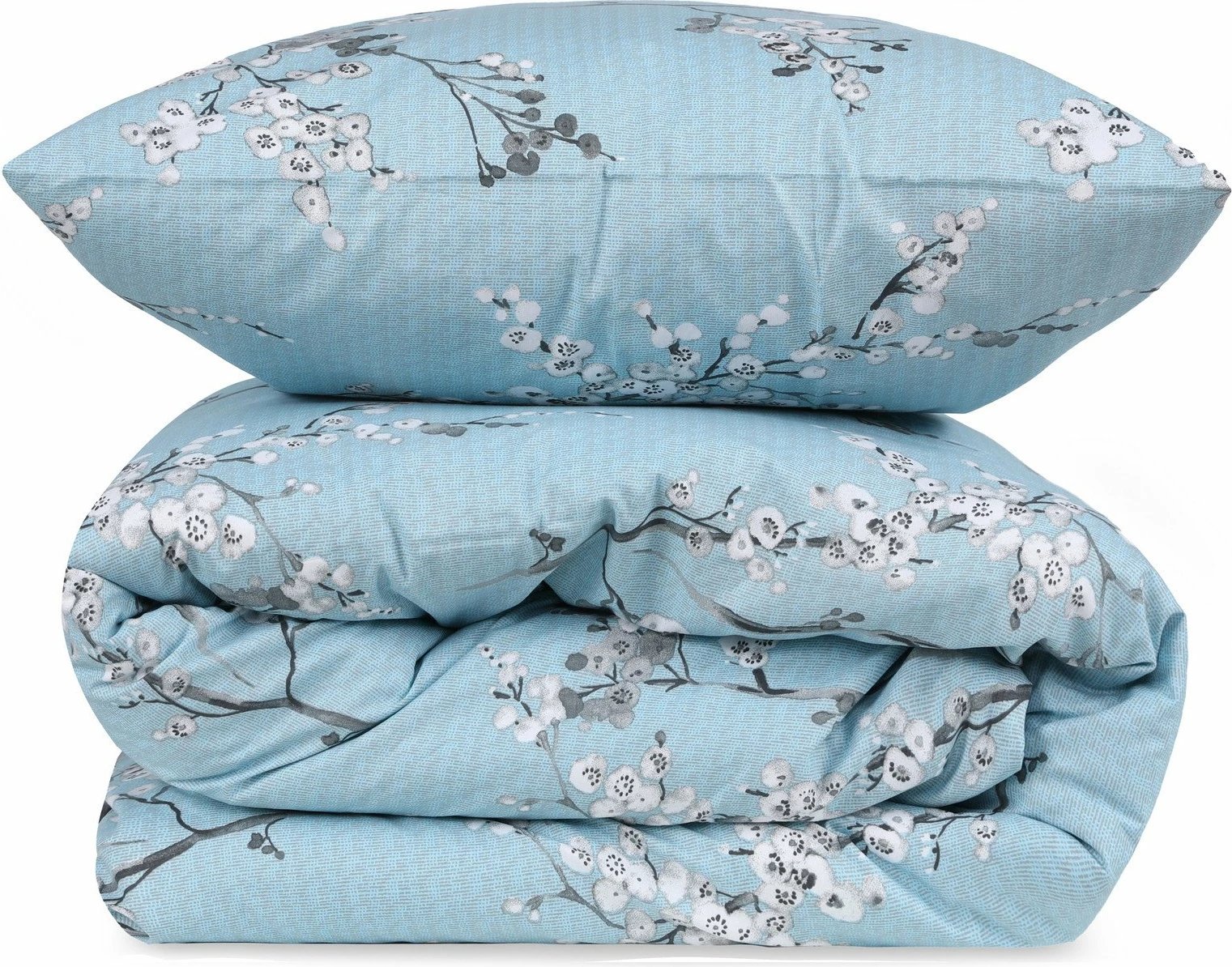 Set mbulesë për jorgan king size Ranforce, ngjyrë blu dhe e bardhë, L'essentiel, Chicory