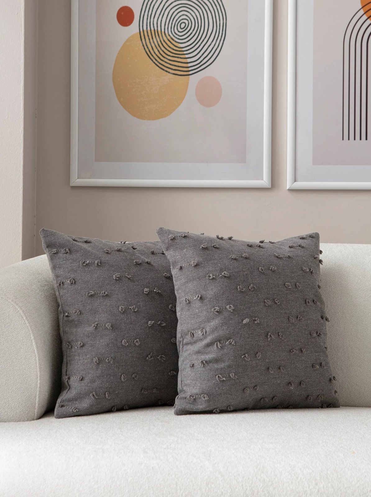 Set mbulesash për jastëk (2 copë), Evila Originals, Tuffet, ngjyrë gri, 43x43cm