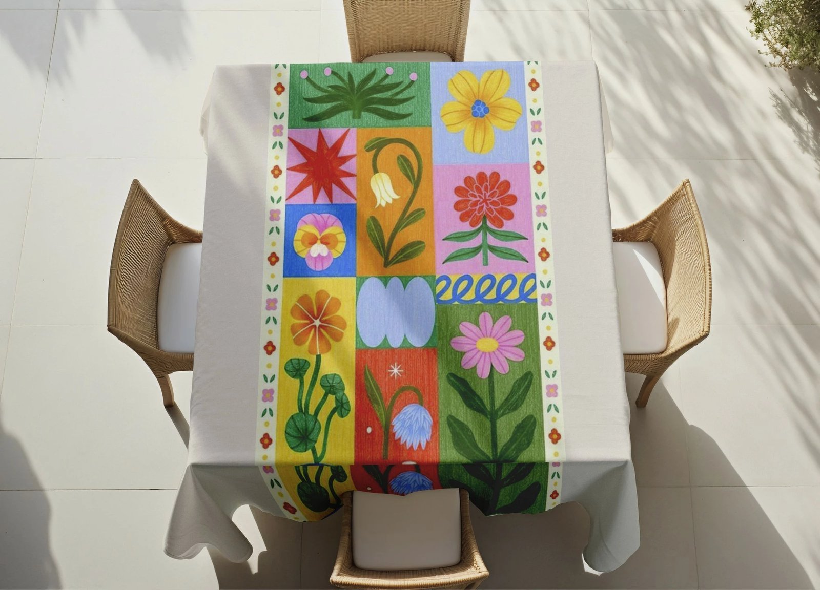 Mbulesë tavoline Hermia, shumëngjyrëshe, Asr-tblclt25-23, 140x140cm