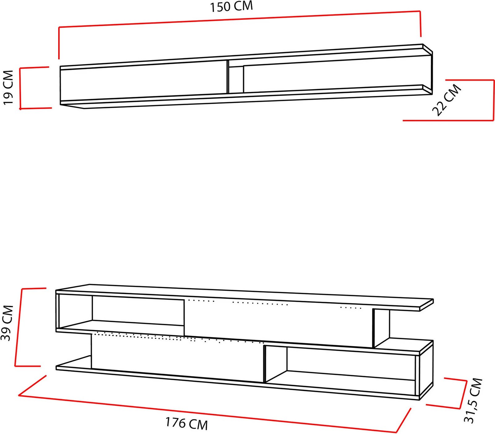 Komodë TV Hanah Home, Sims, e bardhë dhe teak