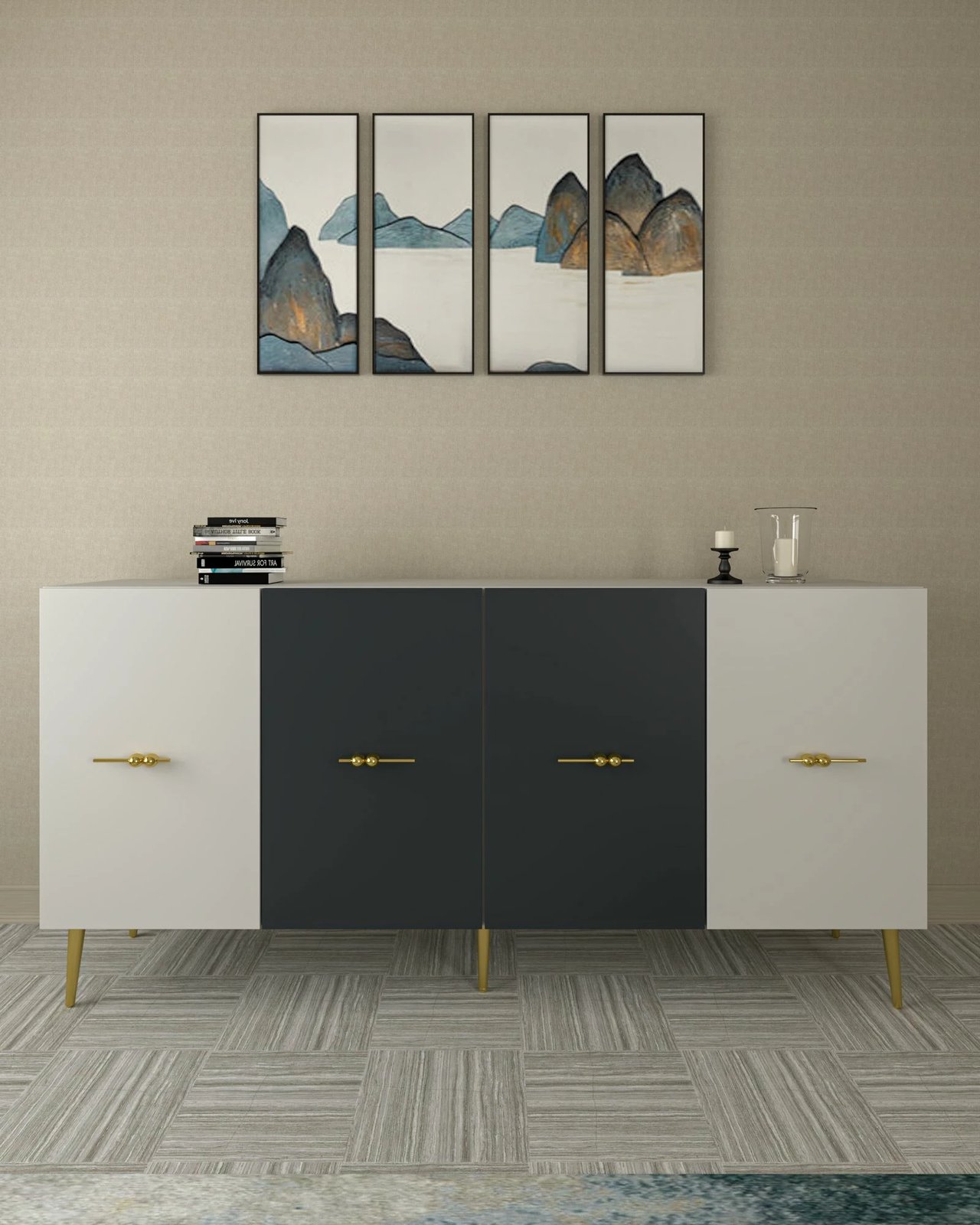 Konsol Skye Decor, Loop KB150, e bardhë, antracit