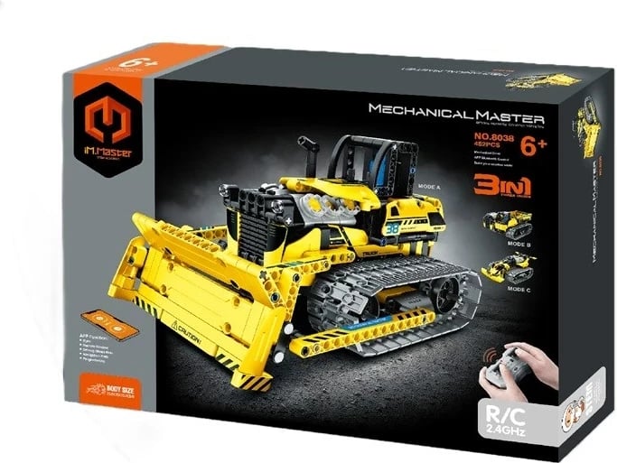 Lodër RC IM.MASTER robo-bulldozer 3in1, 452 pjesë, Verdhë
