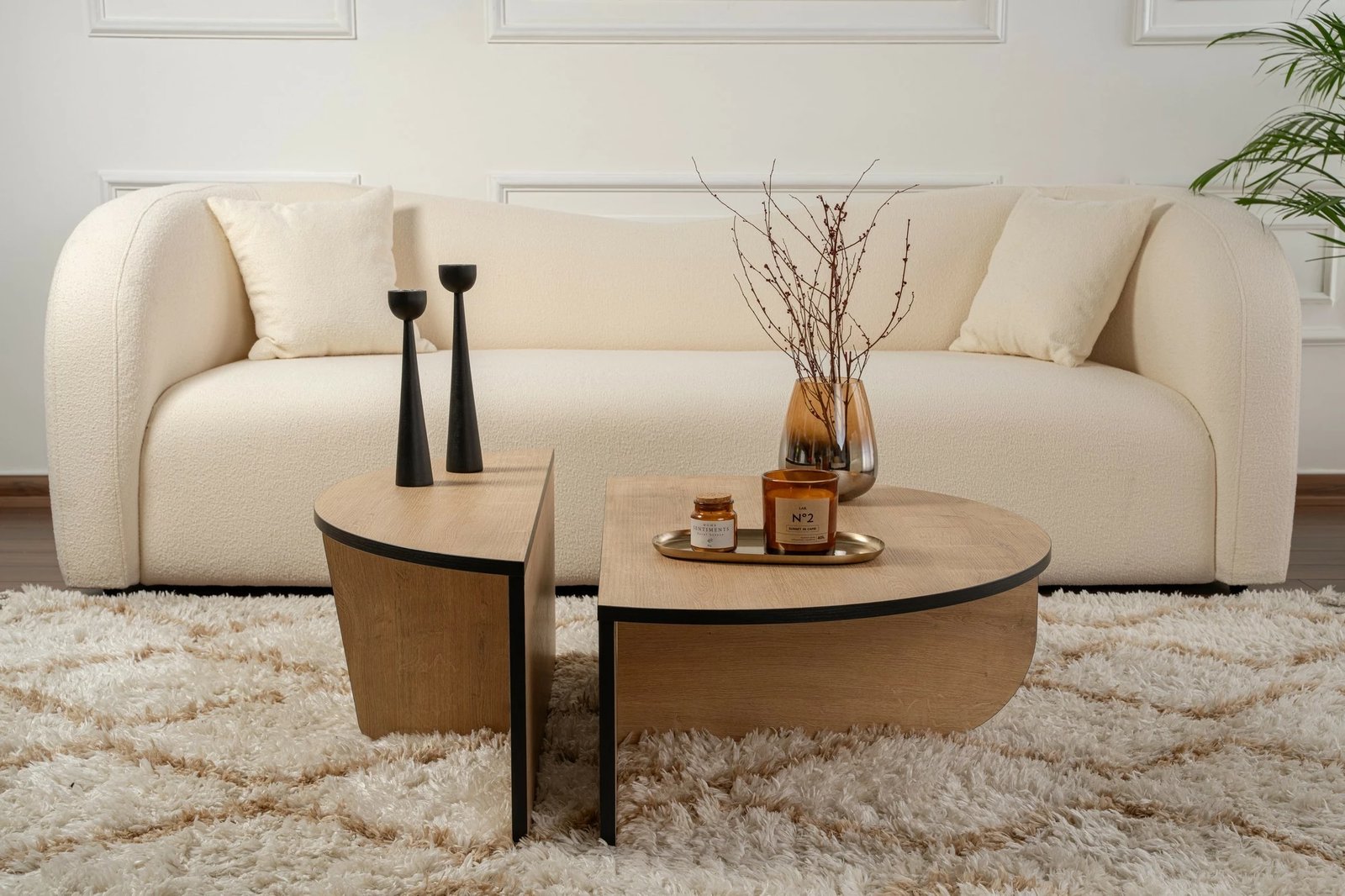 Set tavolinash kafeje Nordure, Orion, ngjyrë lis mjaltë, e zezë