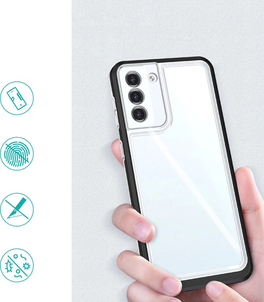Mbështjellës Hurtel Clear 3in1 për Samsung Galaxy S23, i tejdukshëm me kornizë të zezë