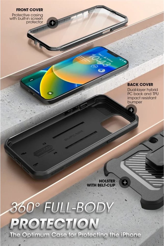 Mbështjellës Supcase Unicorn Beetle Pro për iPhone 13 / iPhone 14, i zi
