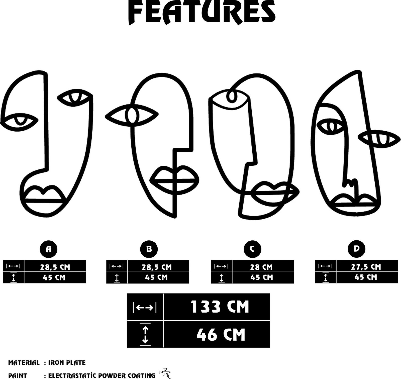 Aksesor dekorativ metalik për mur Wallity, Anacreon