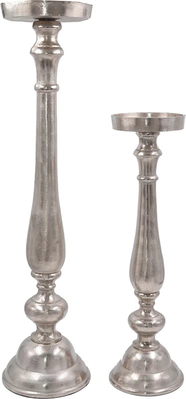 Mbajtës qirinjsh IONAS, alumin, argjendtë, 15x15x55cm