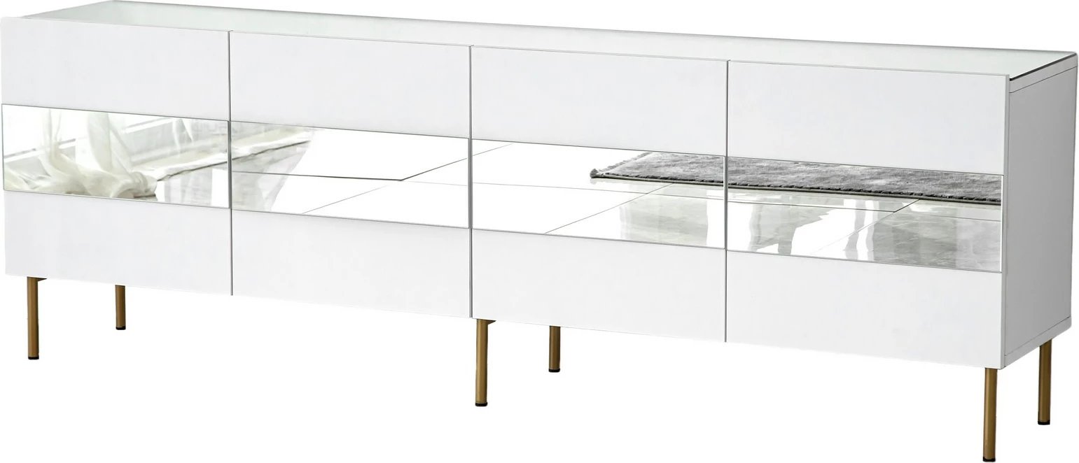 Komodë TV Skye Decor, e bardhë, e artë, Leon