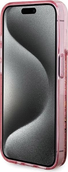 Mbështjellës Guess Liquid Glitter Gold Stripes për iPhone 15 Pro, Rozë Mbështjellës Guess Liquid Glitter Gold Stripes për iPhone 15 Pro, Rozë