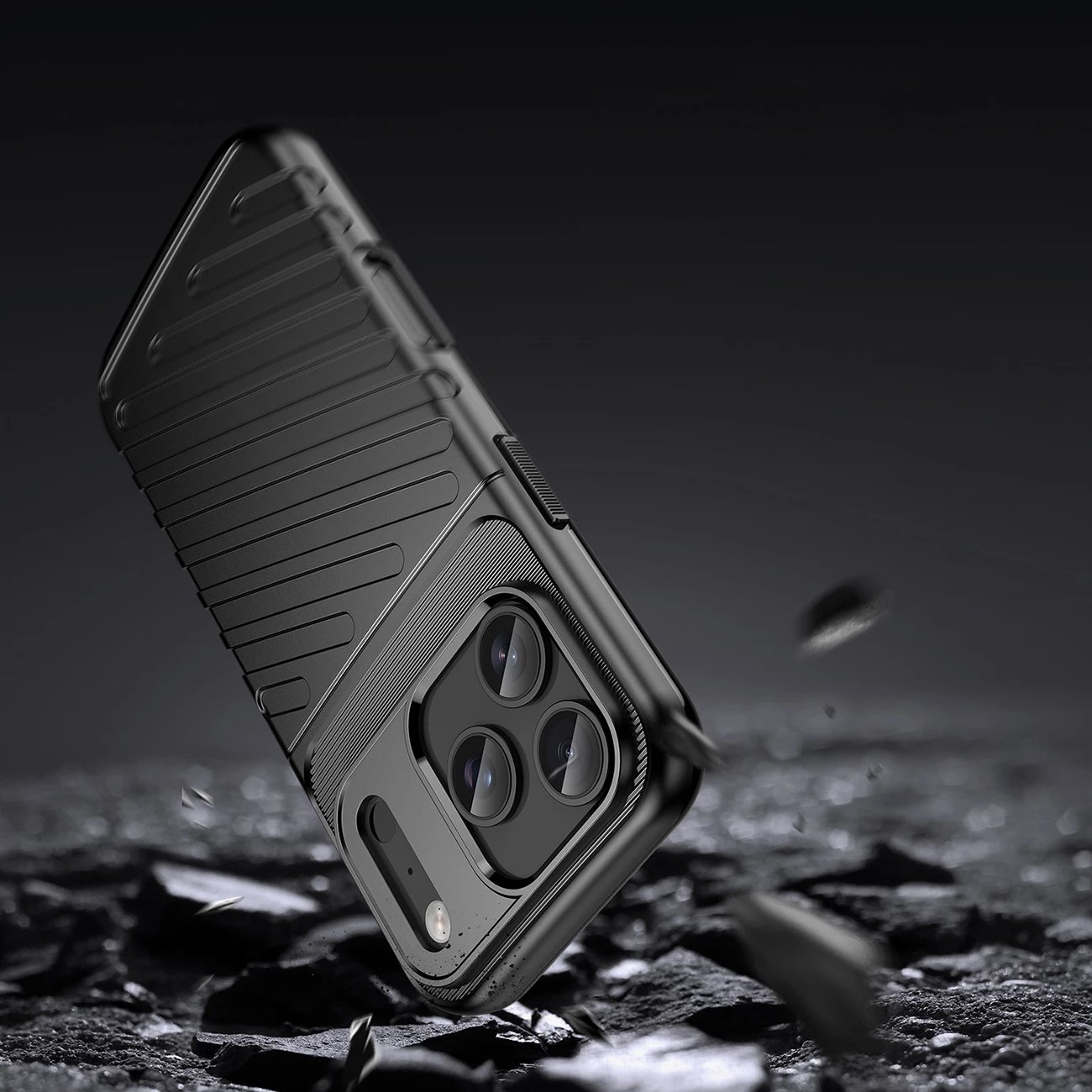 Mbështjellës Hurtel Thunder Case për iPhone 17 Pro, TPU, i zi