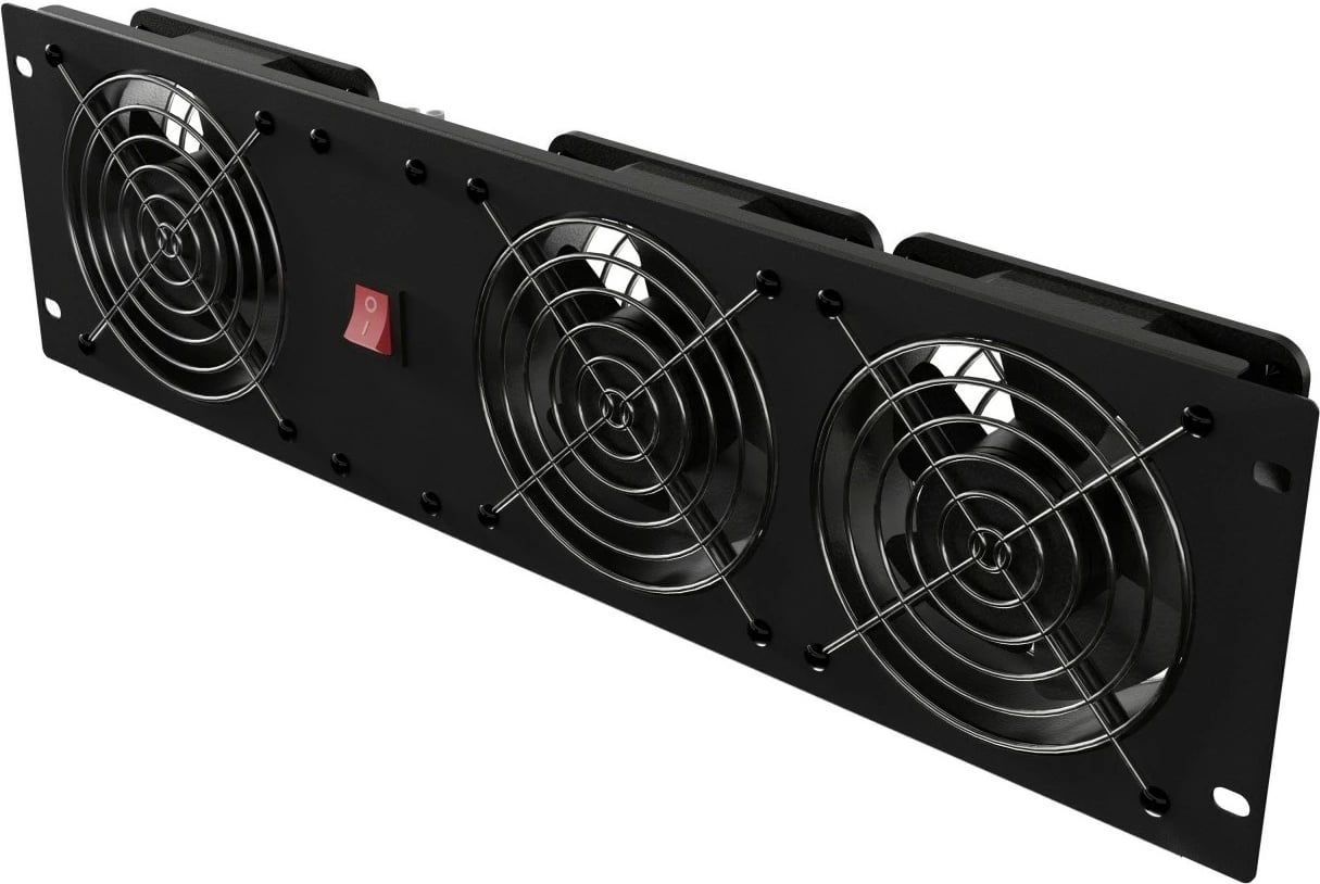 panel ventilimi vertikal rack 19" 3U, Lanberg AK-1506-B, 3 fansa, AC 230V, kabllo 2 m, e zezë RAL 9004