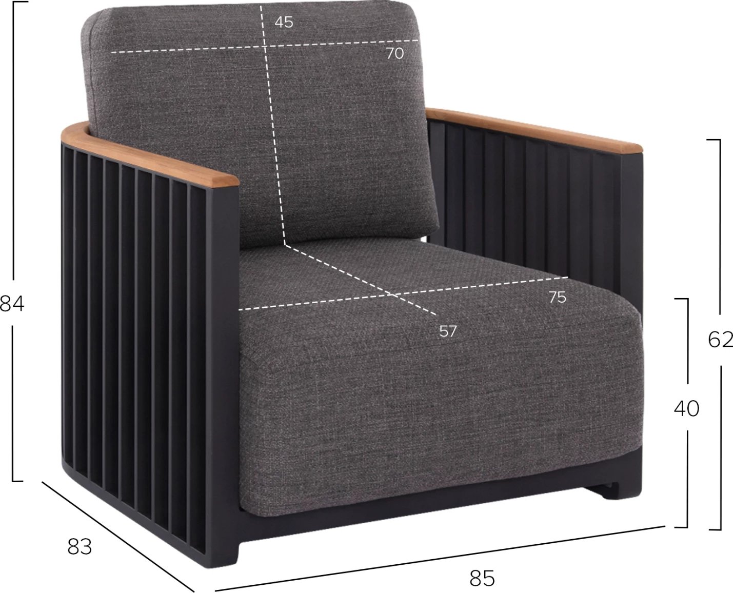 Set lounge për jashtë, 4 pjesë, seria Eternity, alumin anthracite, sipërfaqe guri sinterizuar, ngjyrë gri e errët