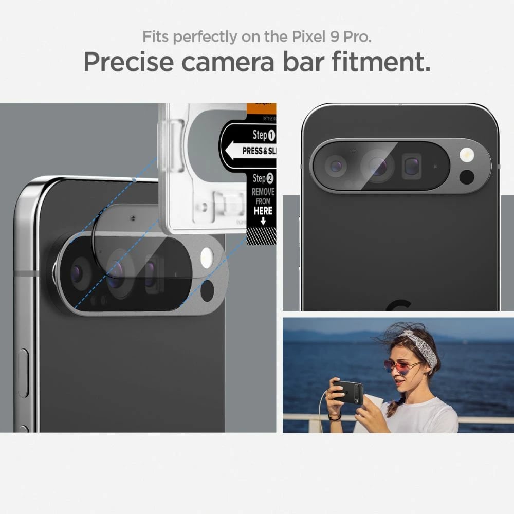 Mbrojtës xhami për kamerë Spigen Optik.tR Ez Fit, për Google Pixel 9 Pro, 2 copë