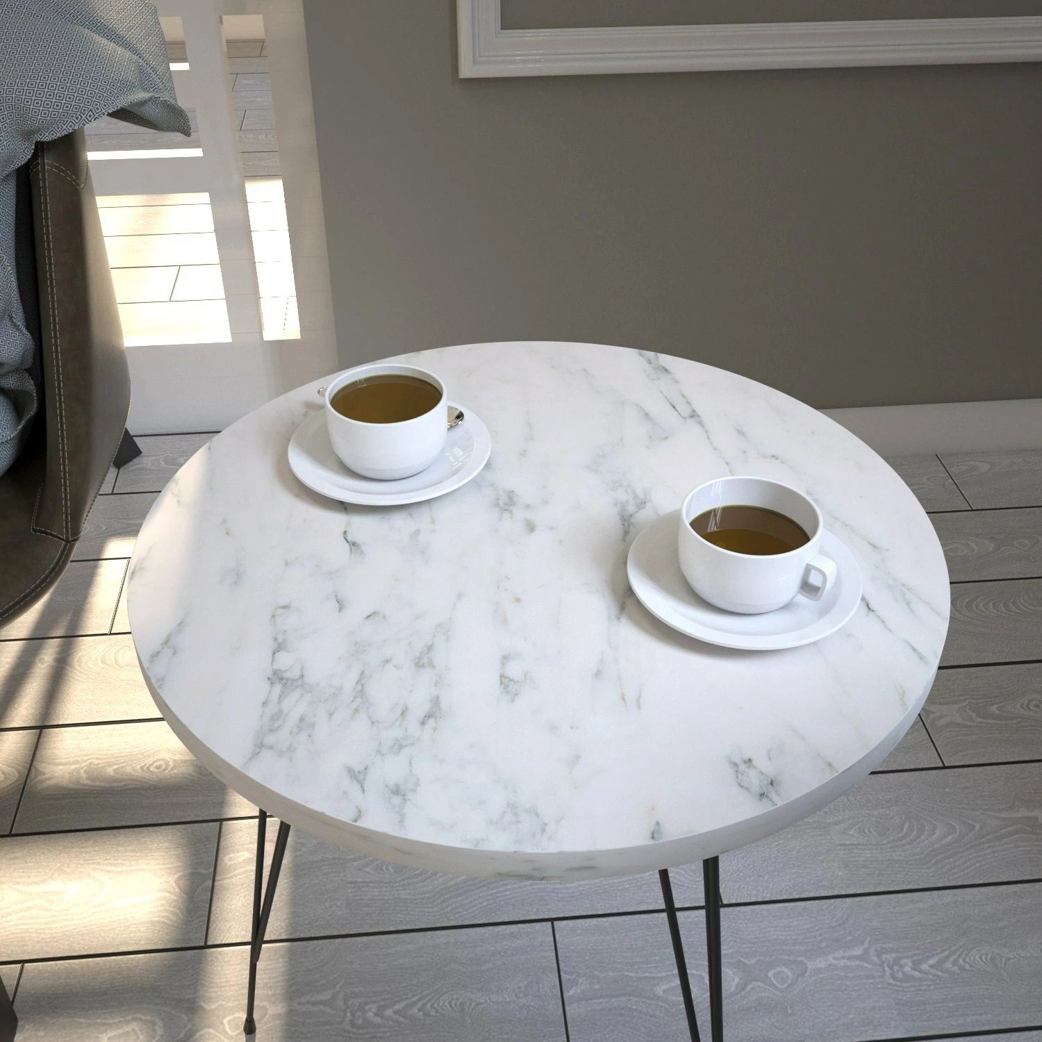 Tavolinë anësore Hanah Home, ngjyrë sandalf-marmo