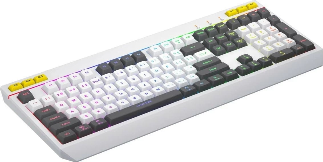 Tastierë Hator Icefall HTK405US, RGB, full-size, me kabllo, bardhë-zi