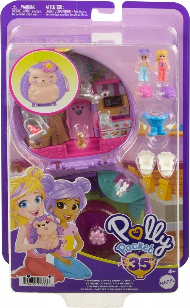 Set figurina Polly Pocket Little Hedgehog Cafe, Mattel, plastikë, për vajza, miniatura, shumëngjyrëshe