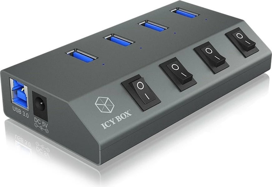 Hub USB 3.0 IcyBox IB-HUB1405C, 4 porta, Gri
