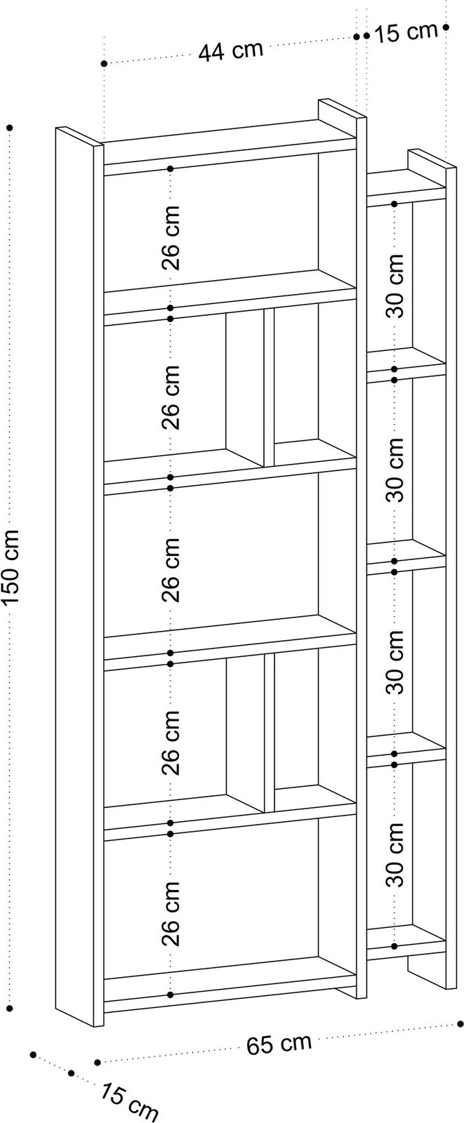 Raft librash Skye Decor, ngjyrë lisi, Momo