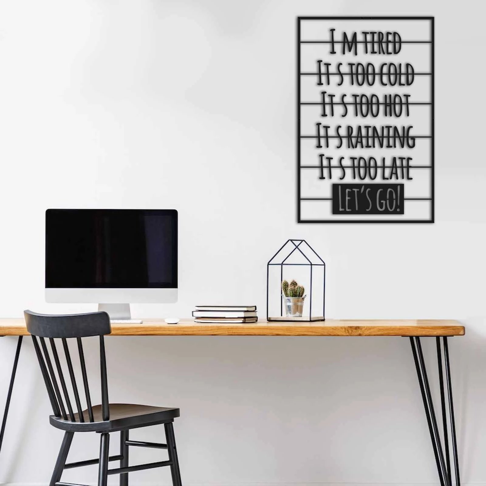 Aksesor dekorativ metalik për mur Wallity, i zi, MT-005, 49x74cm