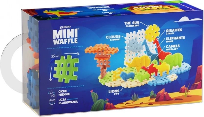 Set lodrash ndërtimi Marioinex Mini Waffle Safari Animals, 50 pjesë