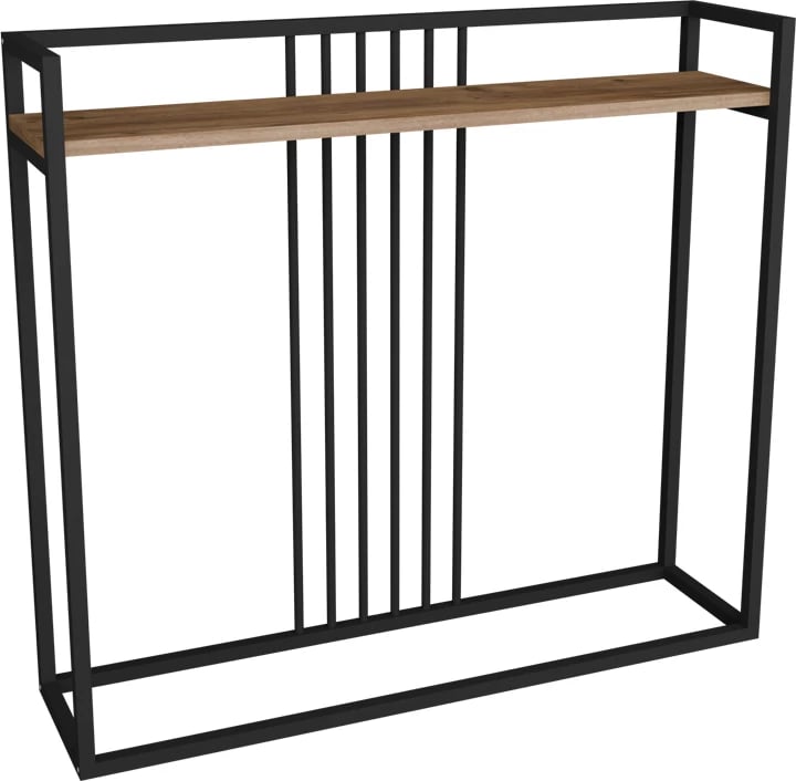 Konsolë Convida, ngjyrë lisi me kornizë metalike të zezë, 100x25x90cm